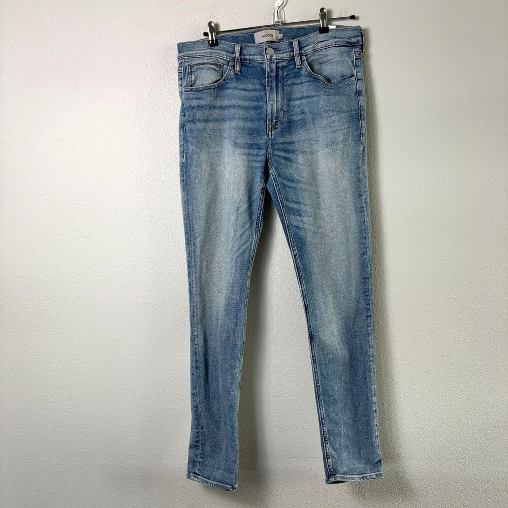 Hudson Jeans Zack Newport Jeans Mens 33 (32) Light Wash Skinny Fit Distressed